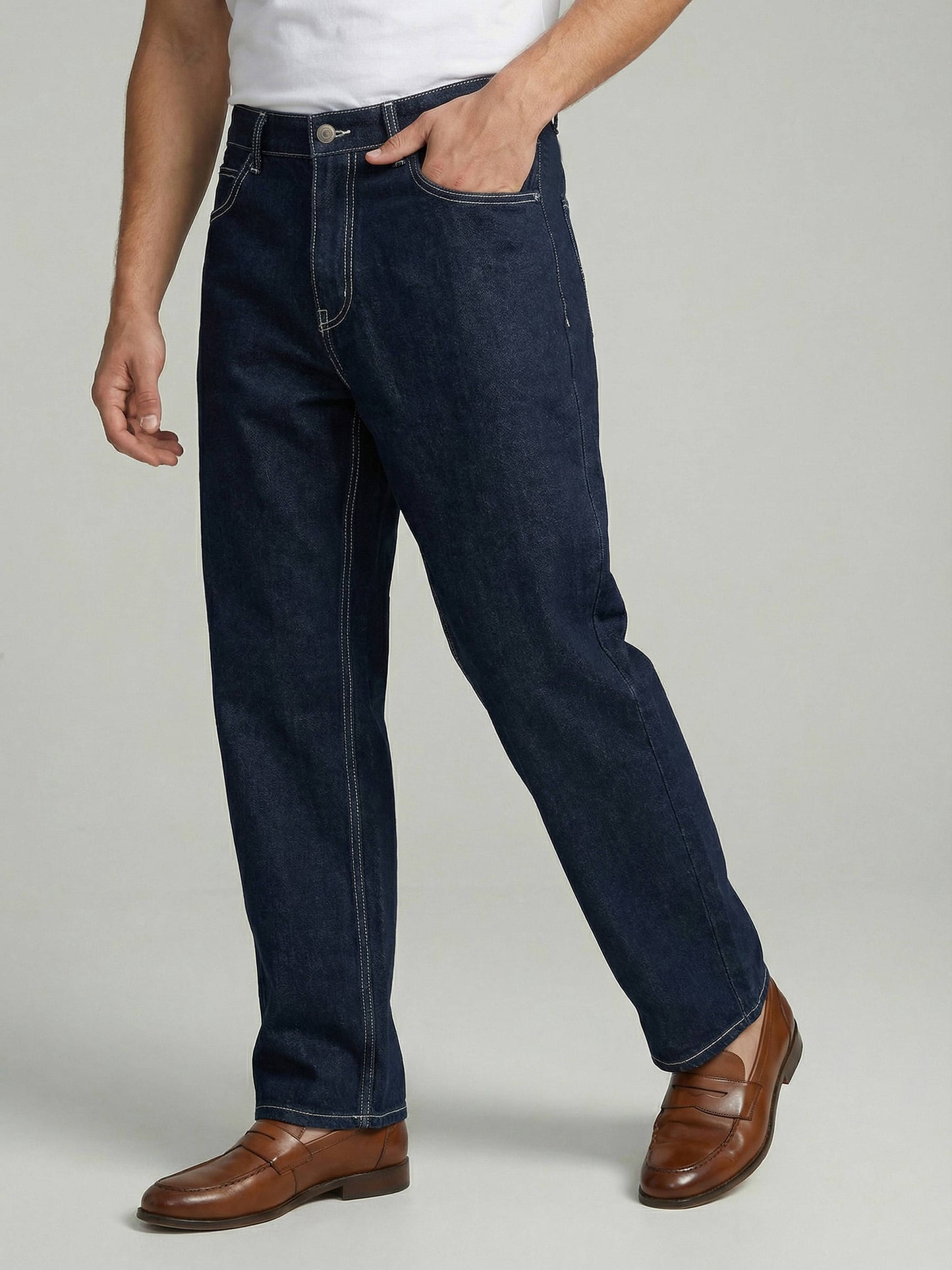 Celio* Men Blue Solid Baggy Fit Cotton Jeans