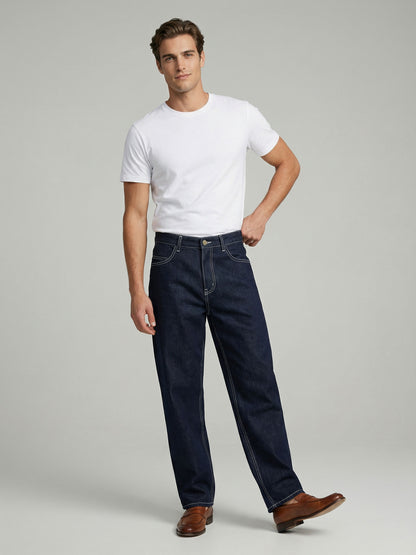 Celio* Men Blue Solid Baggy Fit Cotton Jeans