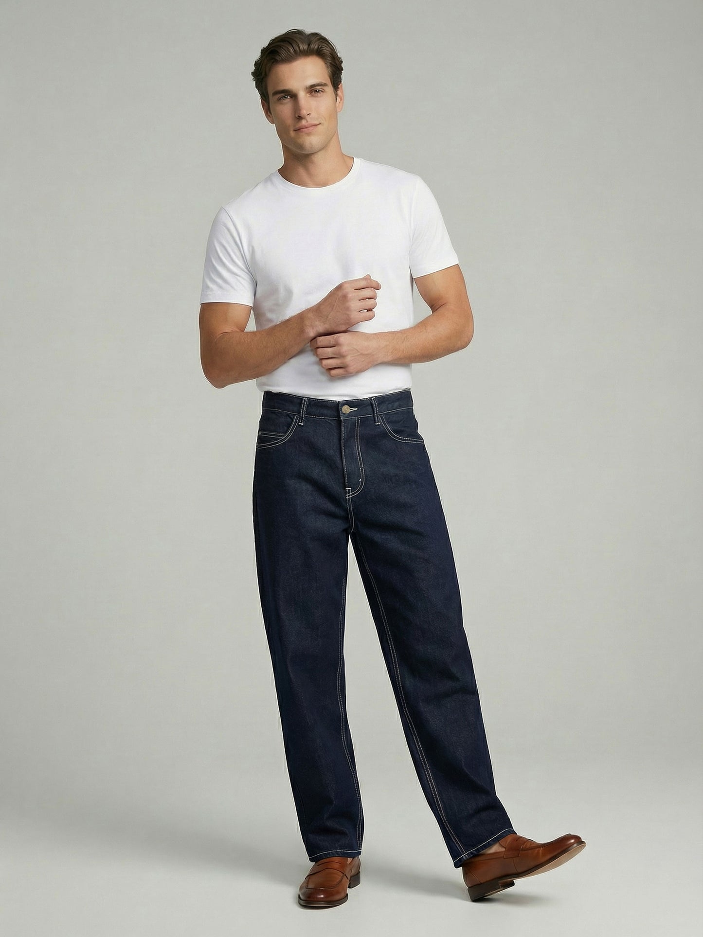 Celio* Men Blue Solid Baggy Fit Cotton Jeans