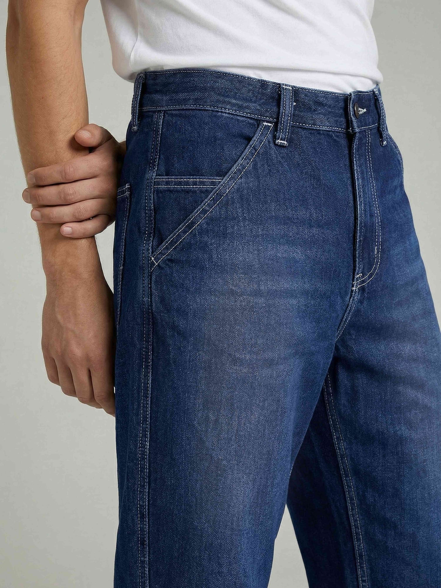 Celio* Men Blue Solid Baggy Fit Cotton Jeans