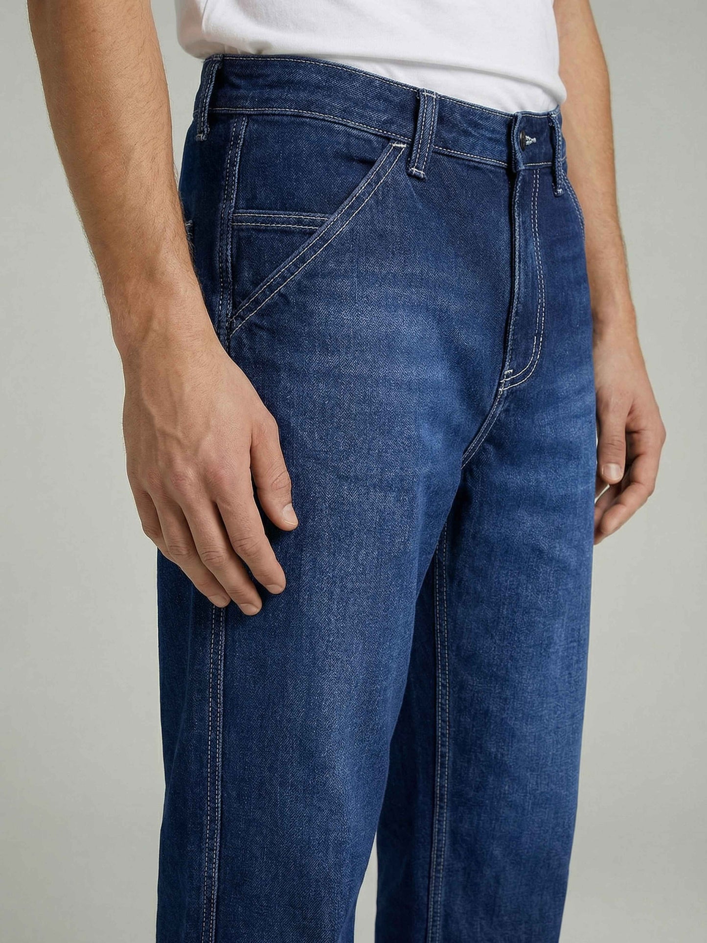 Celio* Men Blue Solid Baggy Fit Cotton Jeans