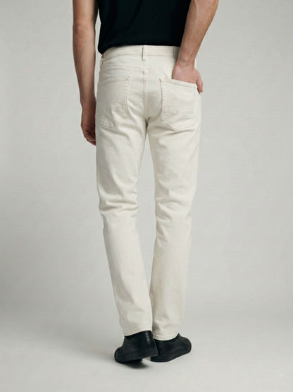 Celio* Men Off White Solid Straight Fit Cotton Jeans