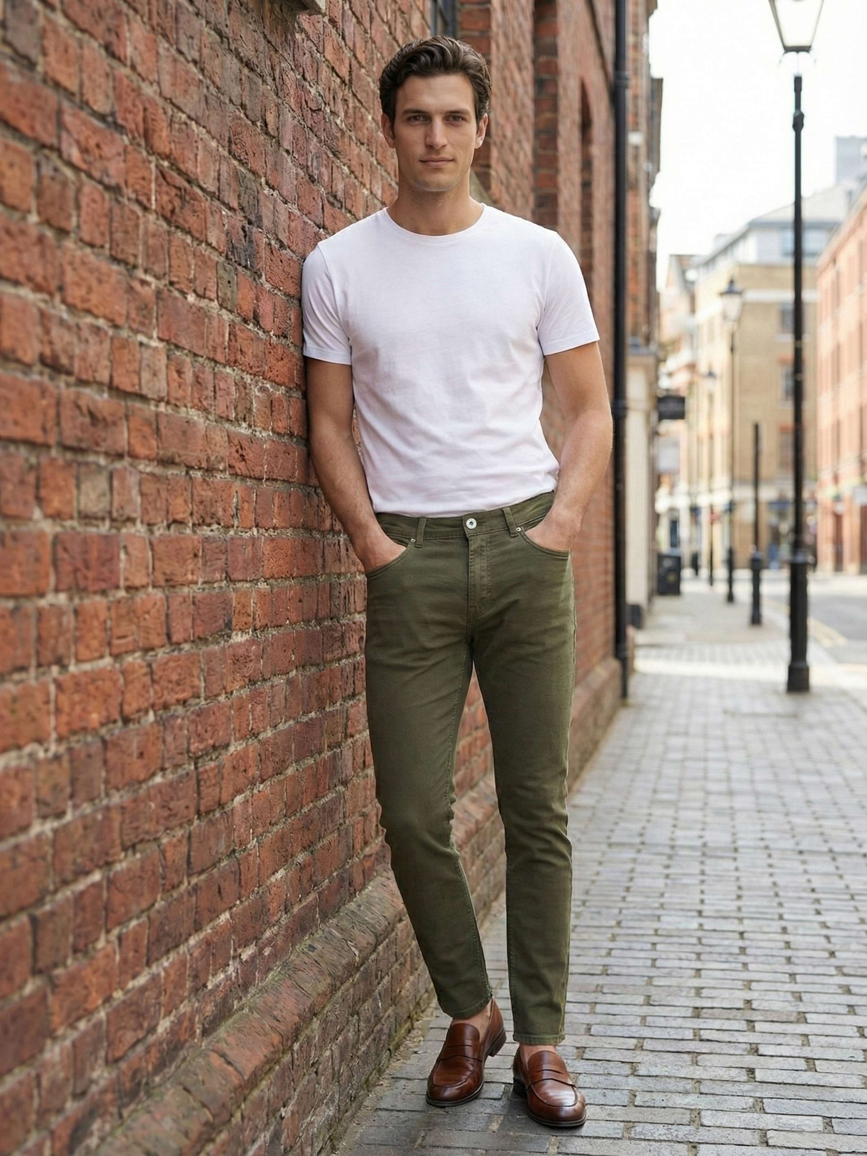 Celio* Men Olive Solid Slim Fit Cotton Jeans