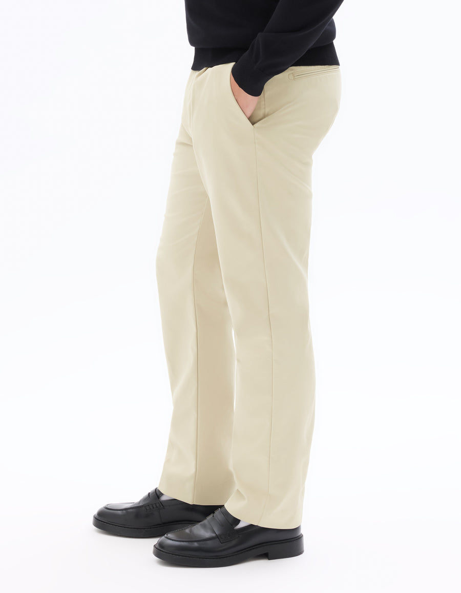 Celio Men Beige Solid Regular Fit Polyester Trousers
