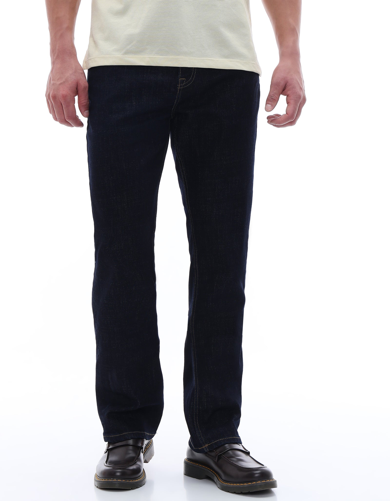 Celio Solid Bootcut Fit Cotton Poly Blend Blue Jeans
