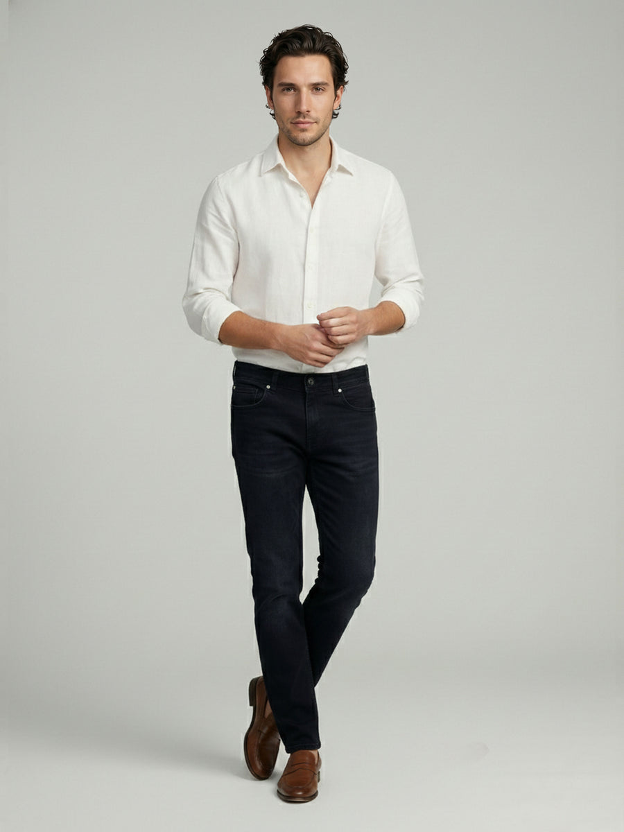 Celio Men Black Solid Straight Fit Cotton Jeans
