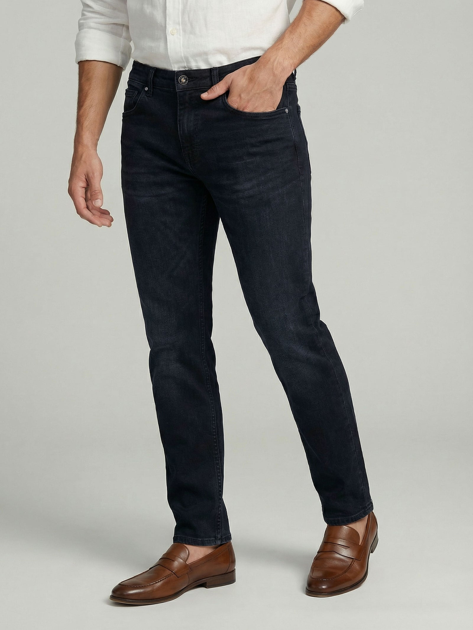 Celio Men Black Solid Straight Fit Cotton Jeans