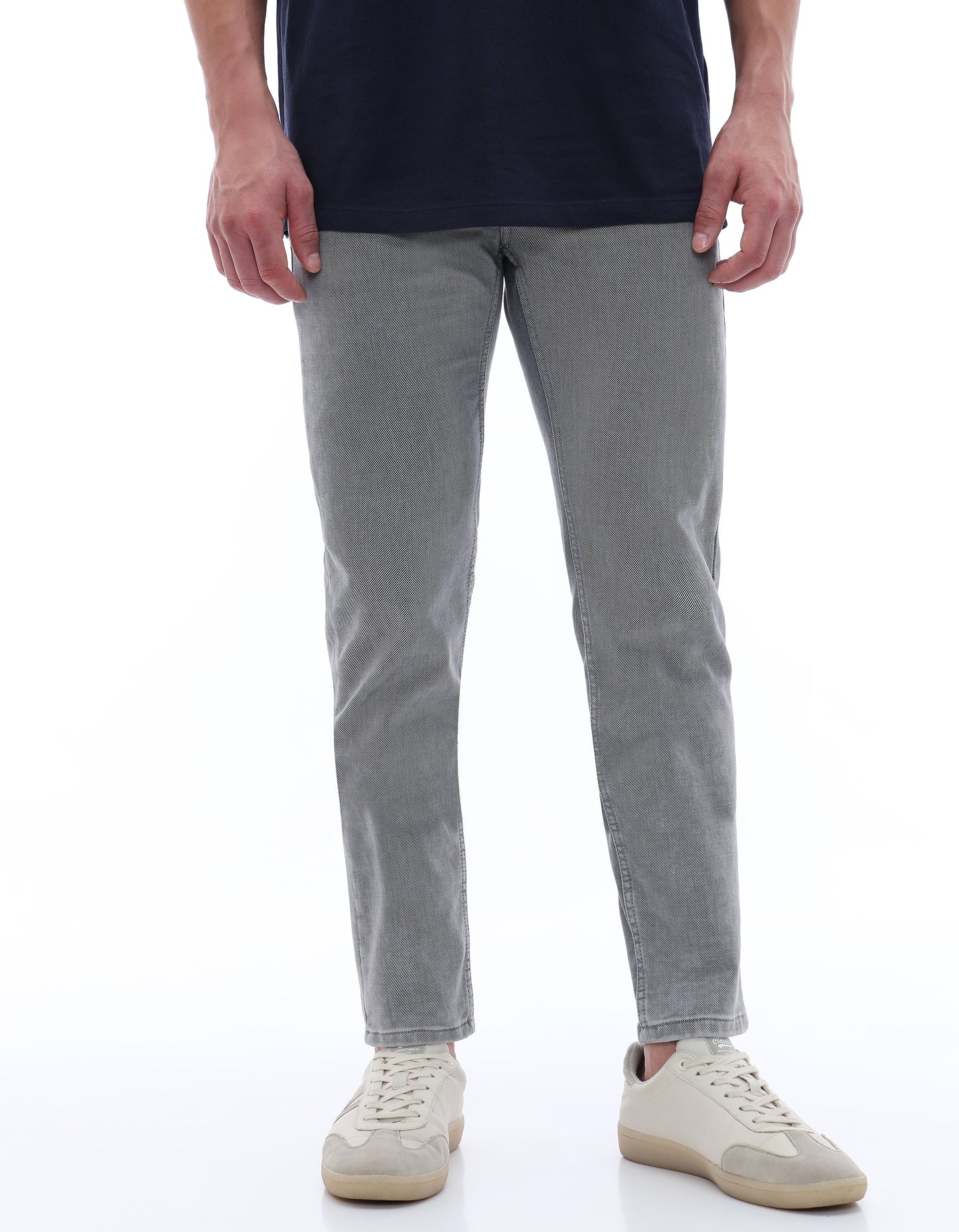 Celio Men Grey Solid Slim Fit Cotton Jeans