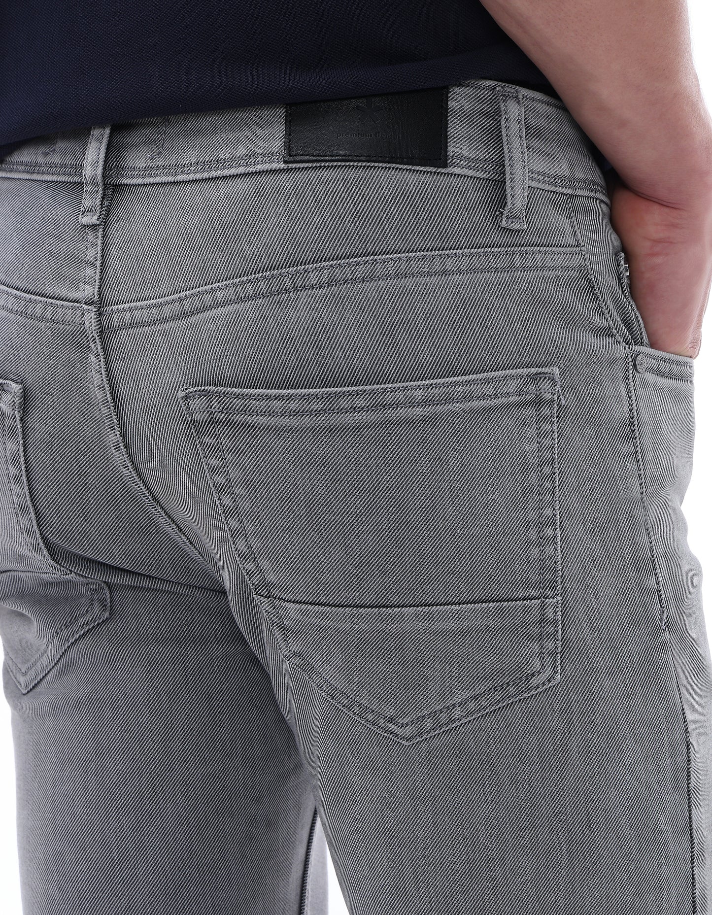 Celio Men Grey Solid Slim Fit Cotton Jeans
