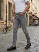 Celio Men Grey Solid Slim Fit Cotton Jeans
