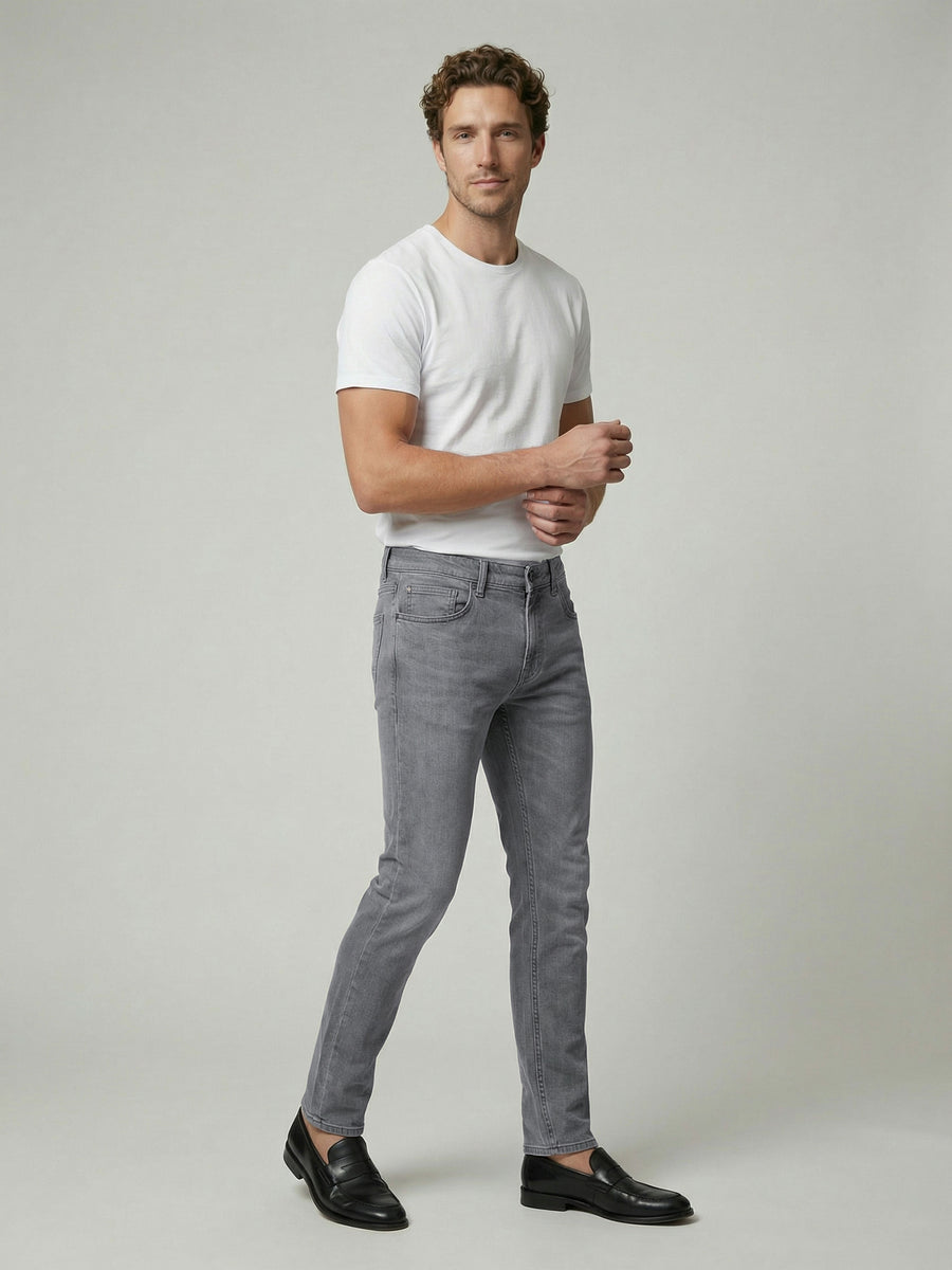 Celio Men Grey Solid Slim Fit Cotton Jeans
