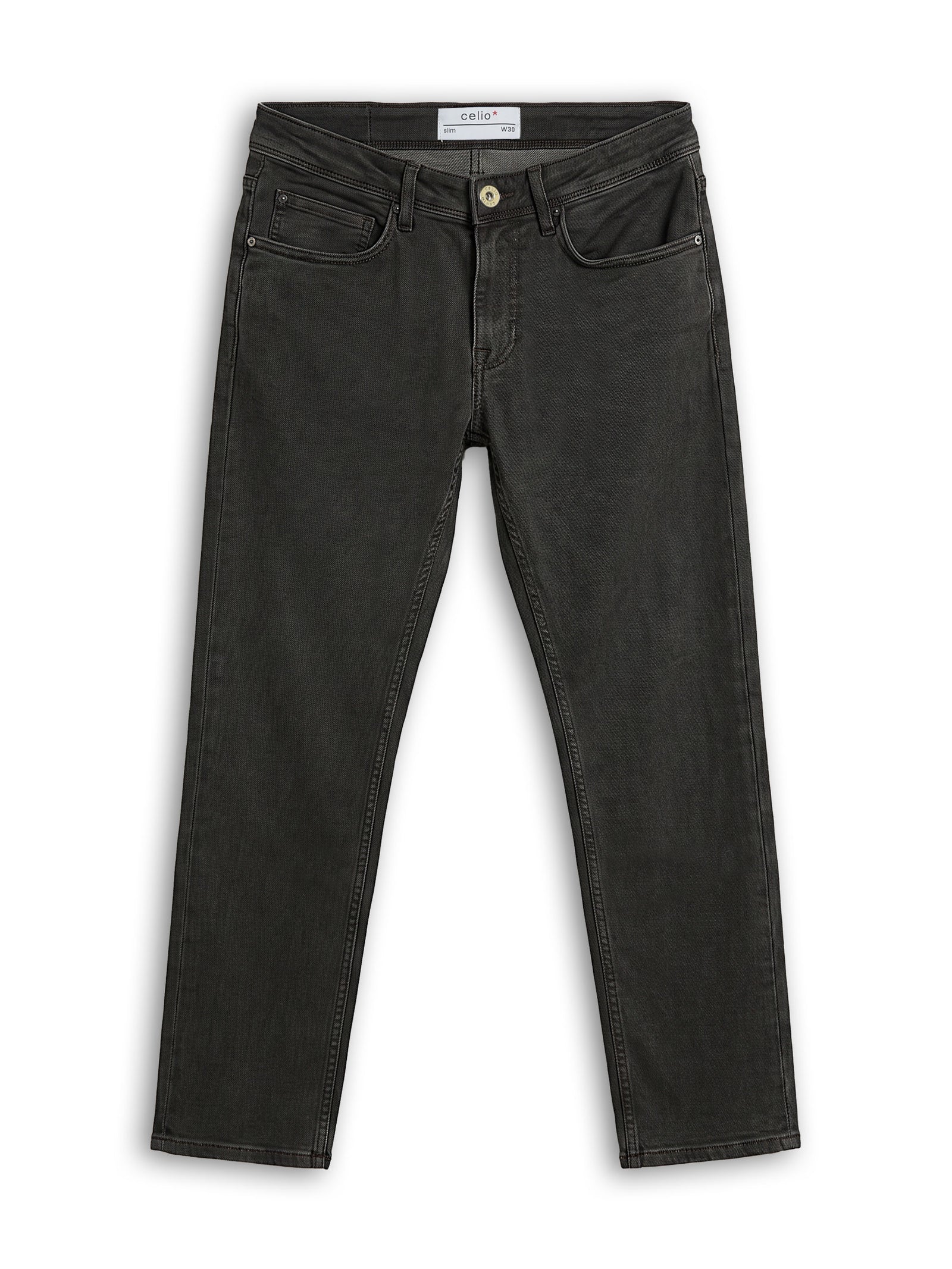 Celio Dobby Slim Fit Cotton Poly Blend Brown Jeans