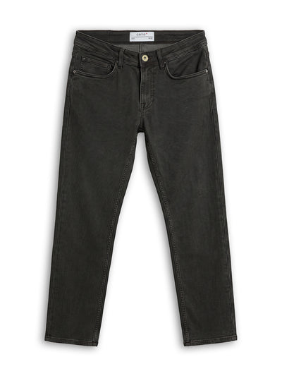 Slim Fit Cotton Blend Dobby Jeans - Brown