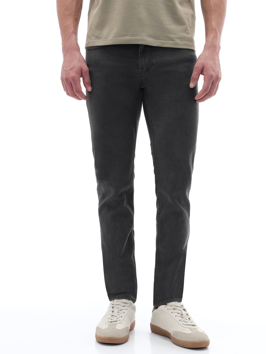 Celio Dobby Slim Fit Cotton Poly Blend Brown Jeans