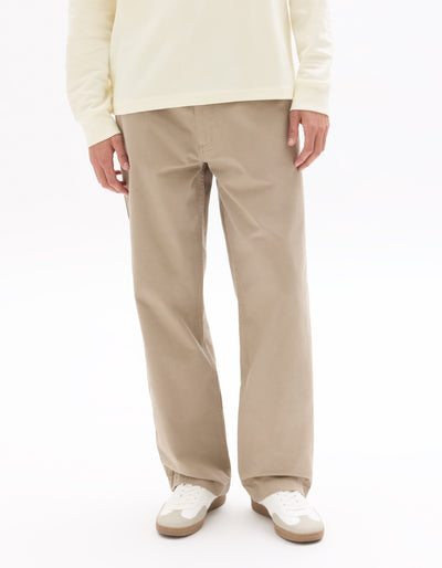 Celio Men Beige Solid Loose Fit Cotton Trousers