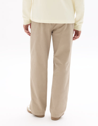 Celio Men Beige Solid Loose Fit Cotton Trousers