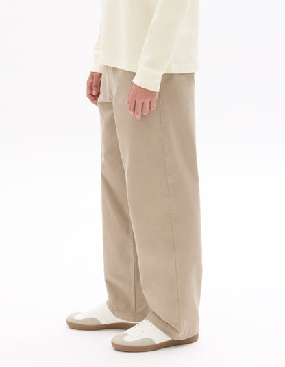 Celio Men Beige Solid Loose Fit Cotton Trousers