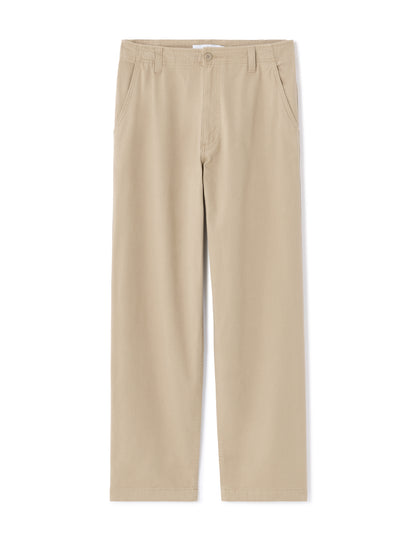 Celio Men Beige Solid Loose Fit Cotton Trousers