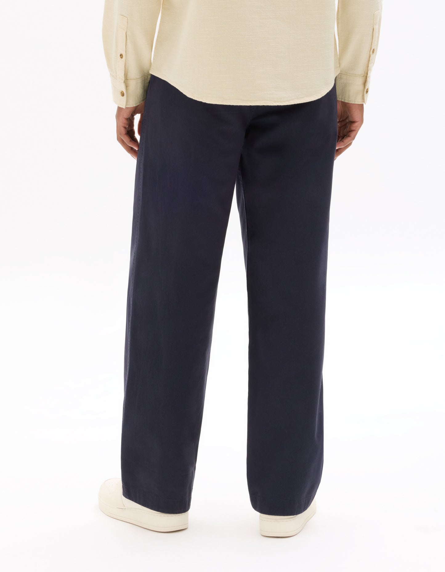 Celio Men Navy Blue Solid Loose Fit Cotton Trousers