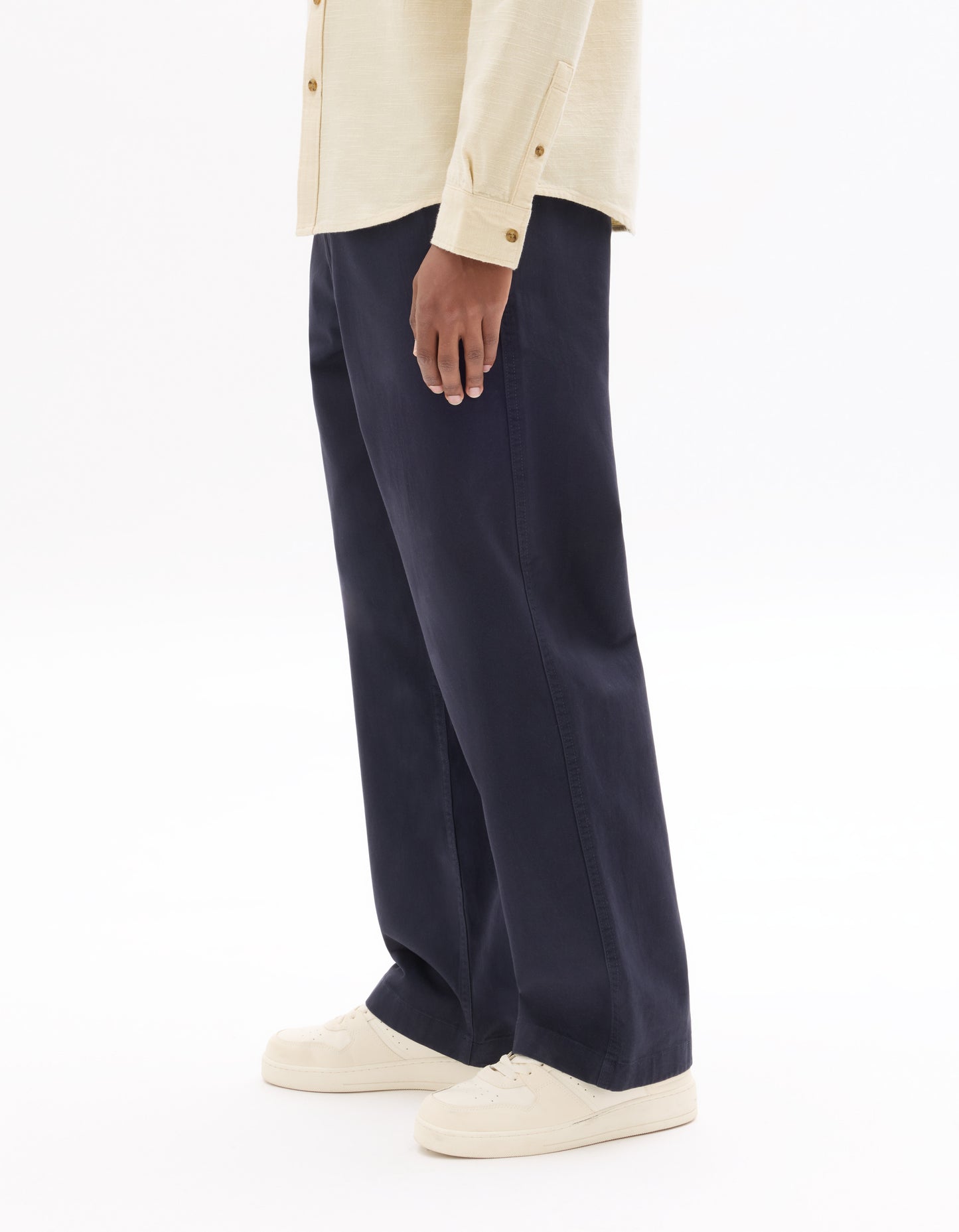 Celio Men Navy Blue Solid Loose Fit Cotton Trousers