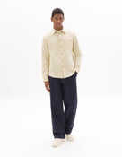 Celio Men Navy Blue Solid Loose Fit Cotton Trousers