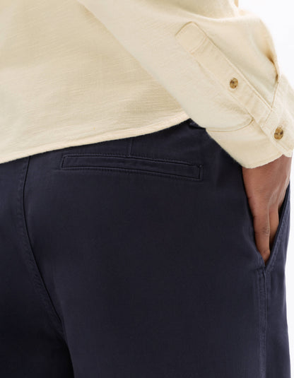 Celio Men Navy Blue Solid Loose Fit Cotton Trousers