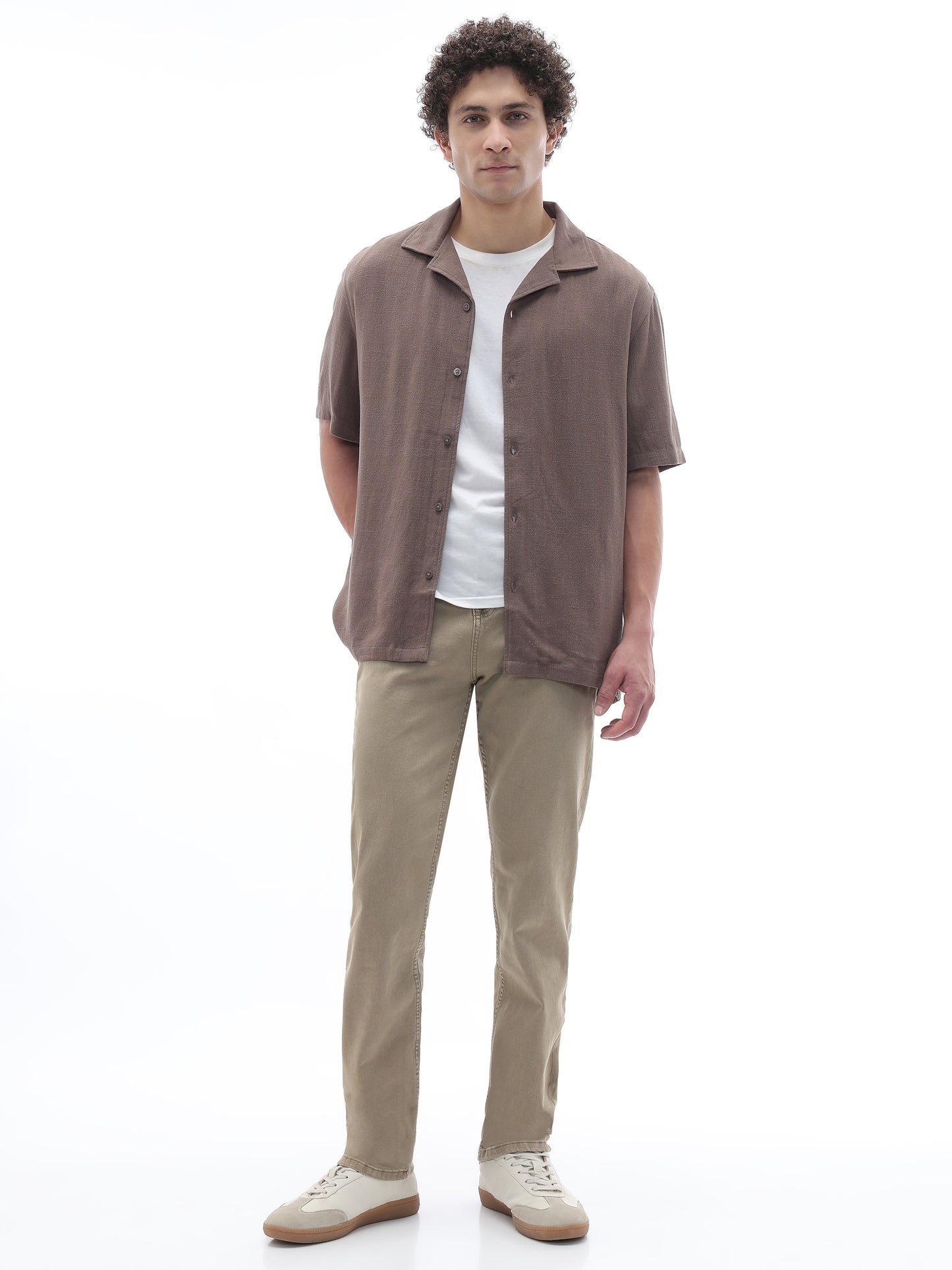 Celio Solid Loose Fit Cotton Blend Brown Jeans