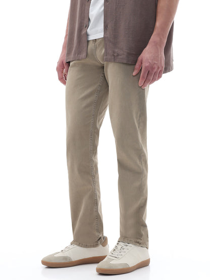 Celio Solid Loose Fit Cotton Blend Brown Jeans
