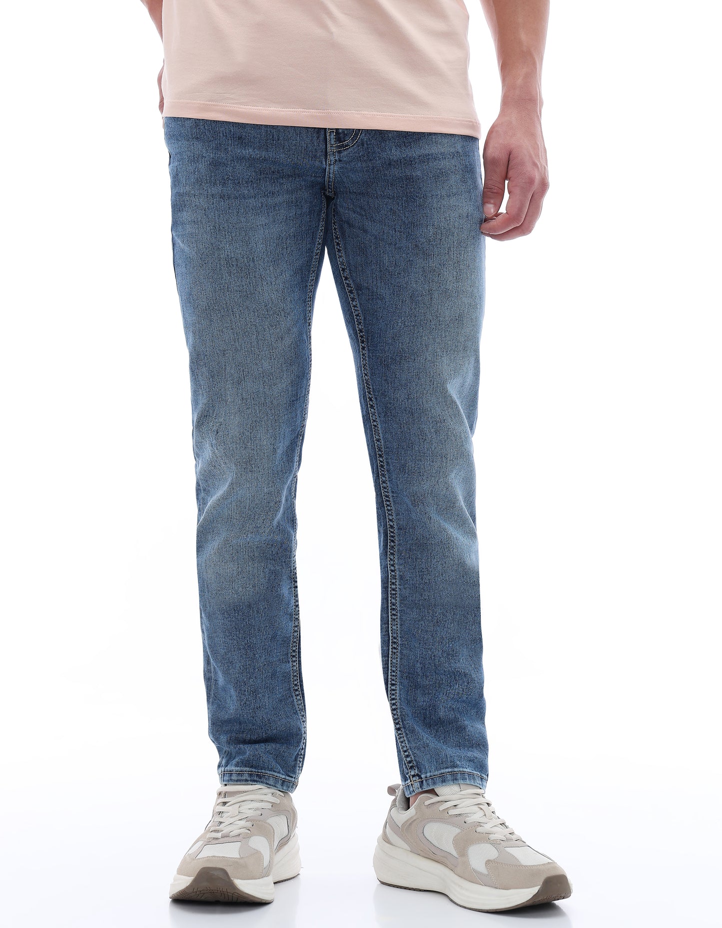 Celio Mens Blue Solid Slim Fit Cotton Jeans