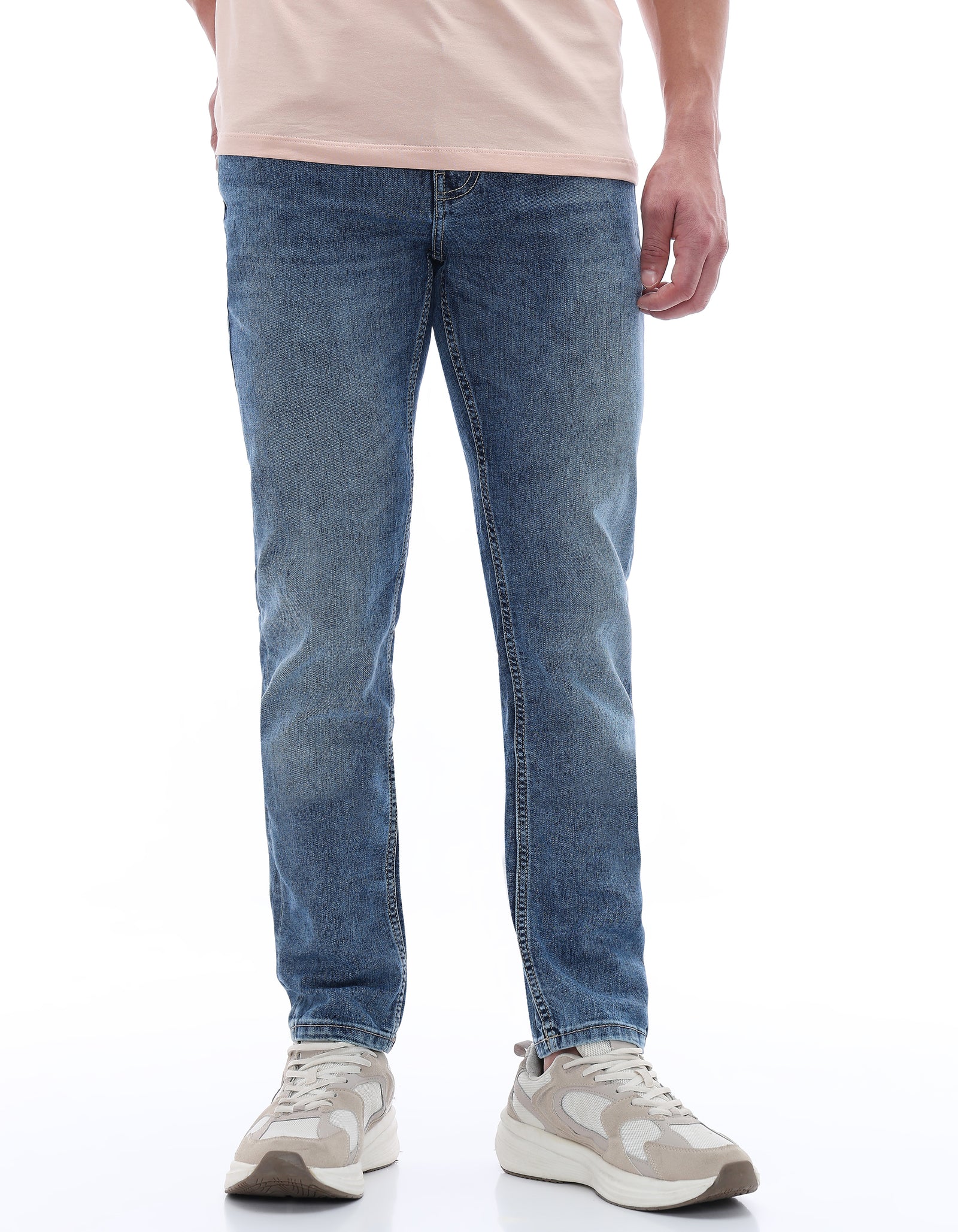Celio Mens Blue Solid Slim Fit Cotton Jeans