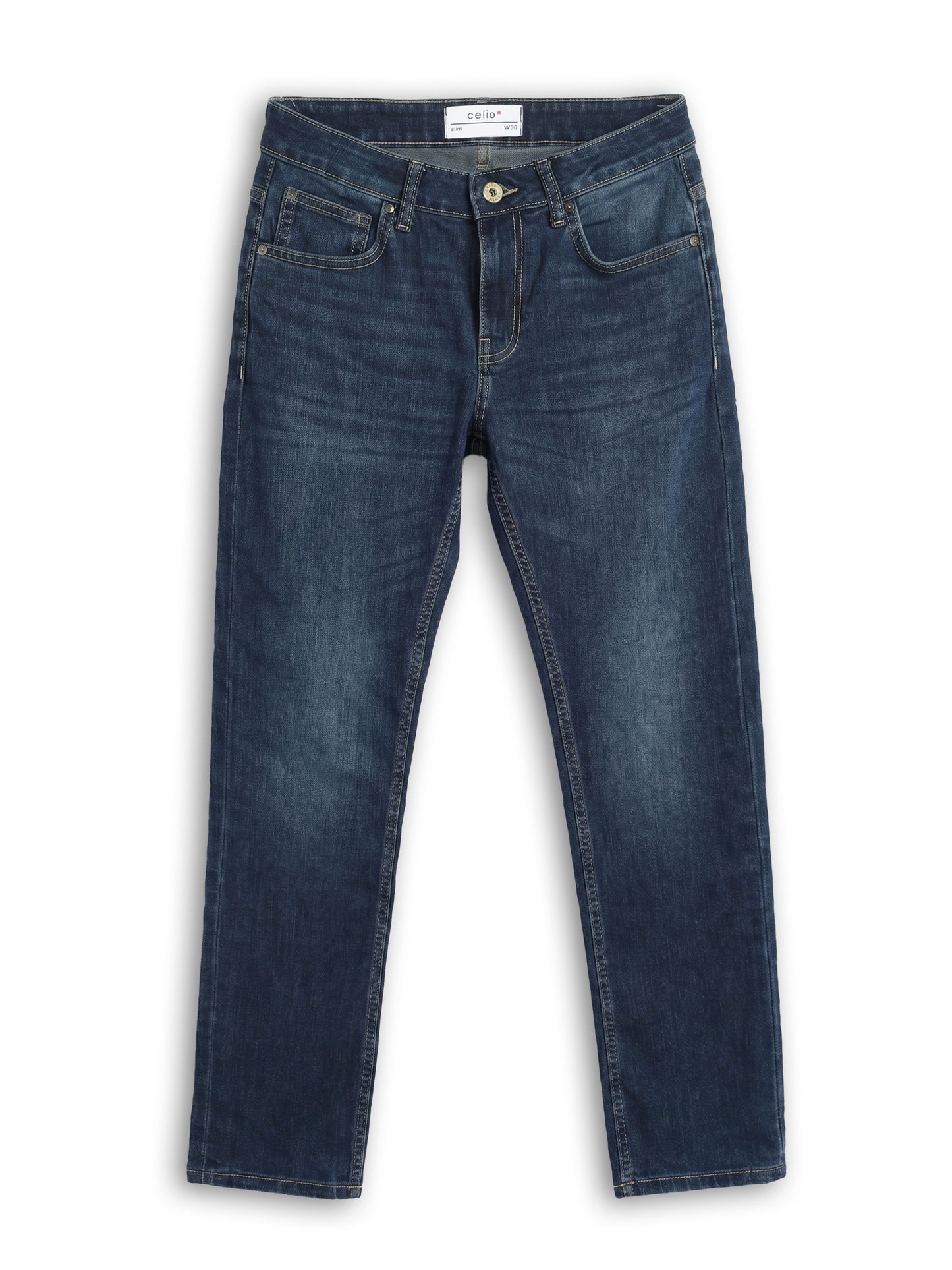 Celio Solid Slim Fit Cotton Poly Blend Grey Jeans