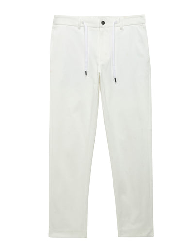 Slim Fit 100% Polyester Dobby Casual Trousers - Off White