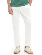 Slim Fit 100% Polyester Dobby Casual Trousers - Off White