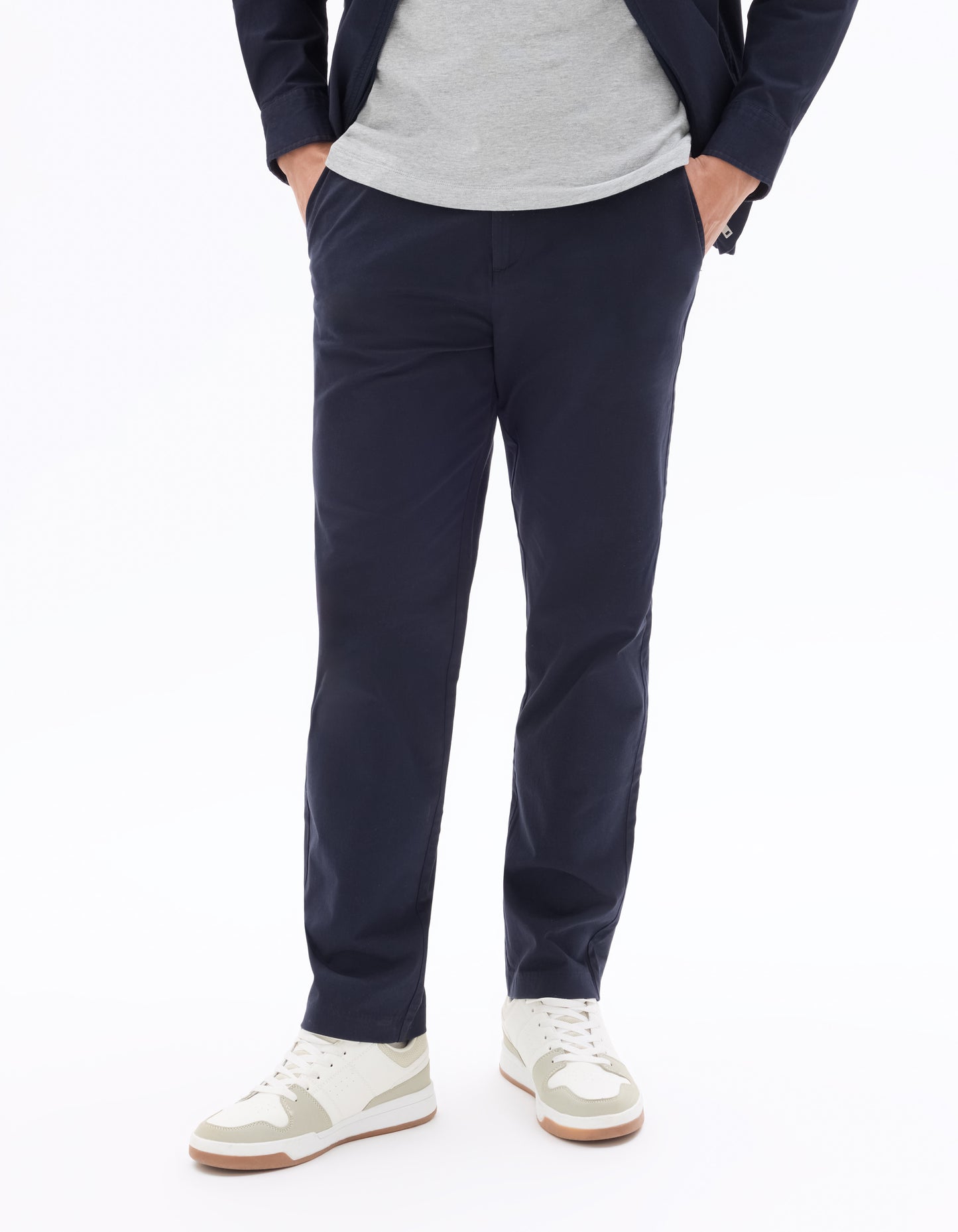Celio Men Navy Blue Solid Regular Fit Cotton Trousers