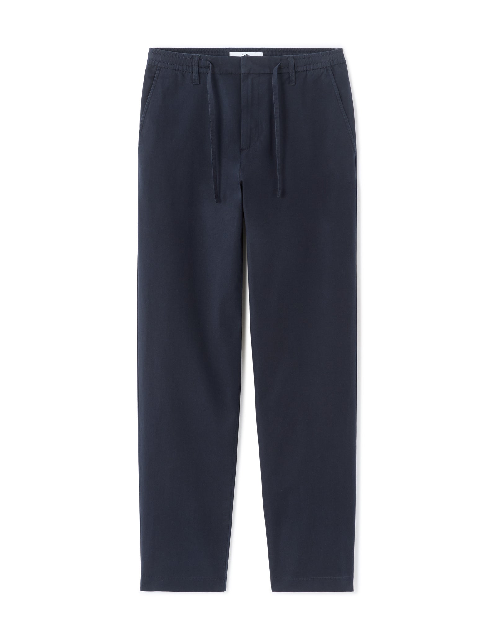 Celio Men Navy Blue Solid Regular Fit Cotton Trousers