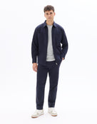 Celio Men Navy Blue Solid Regular Fit Cotton Trousers