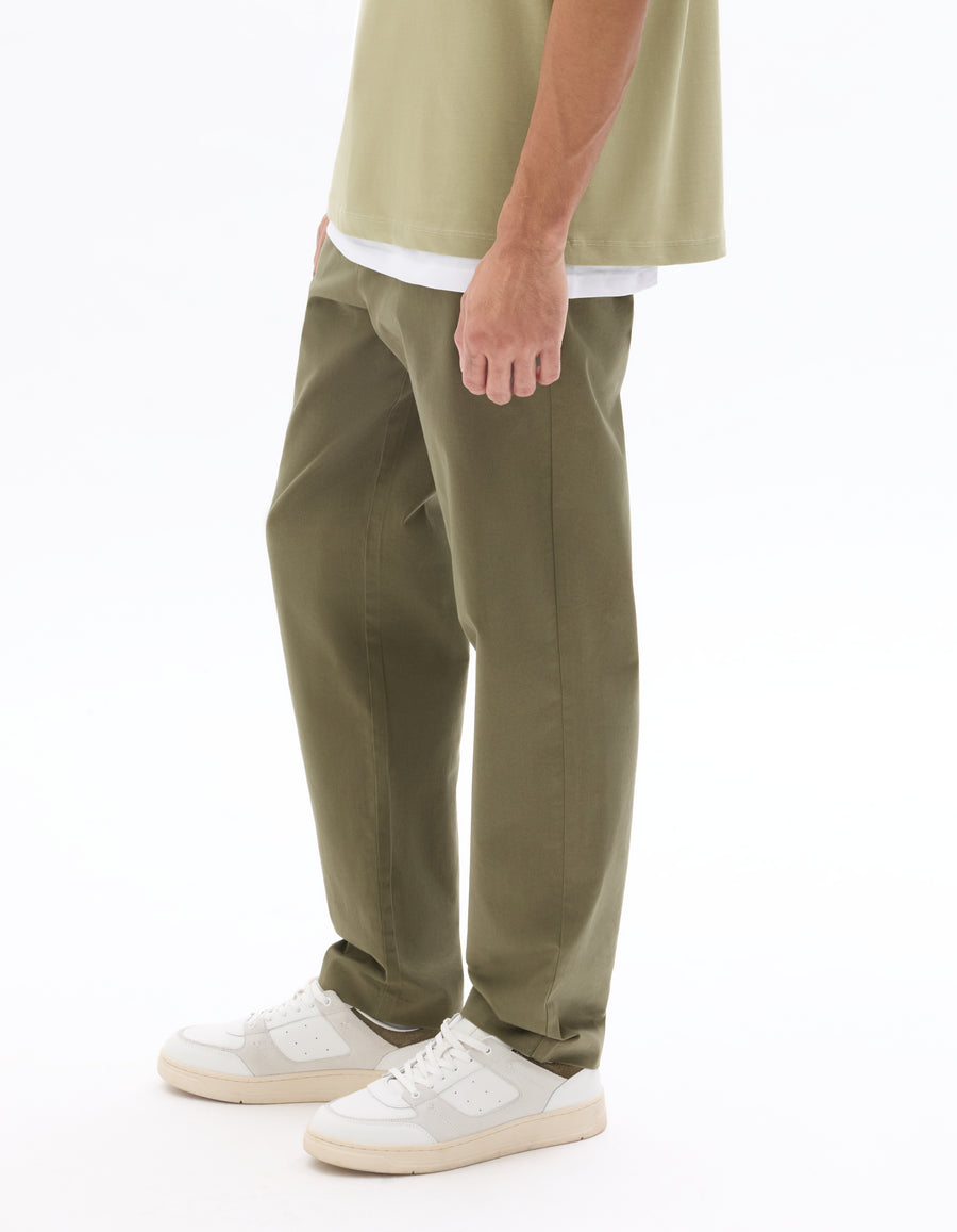 Slim Fit Stretch Cotton Trousers - Khaki