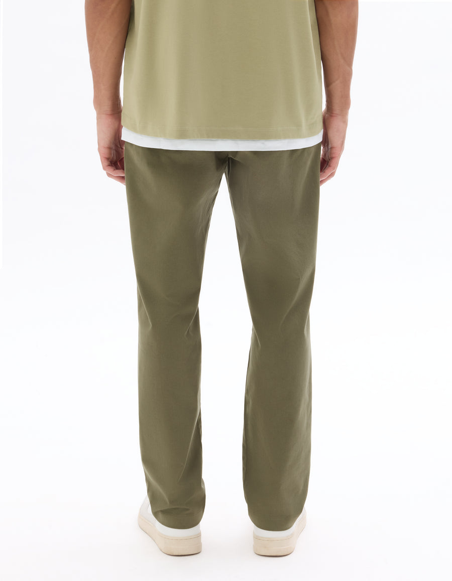 Slim Fit Stretch Cotton Trousers - Khaki