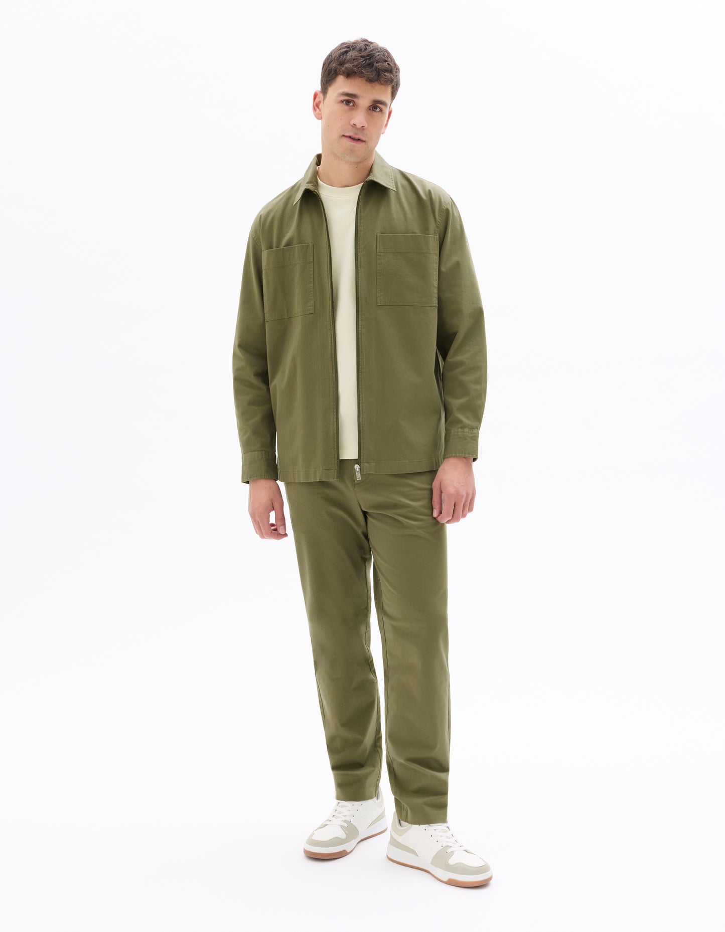Slim Fit Stretch Cotton Trousers - Khaki