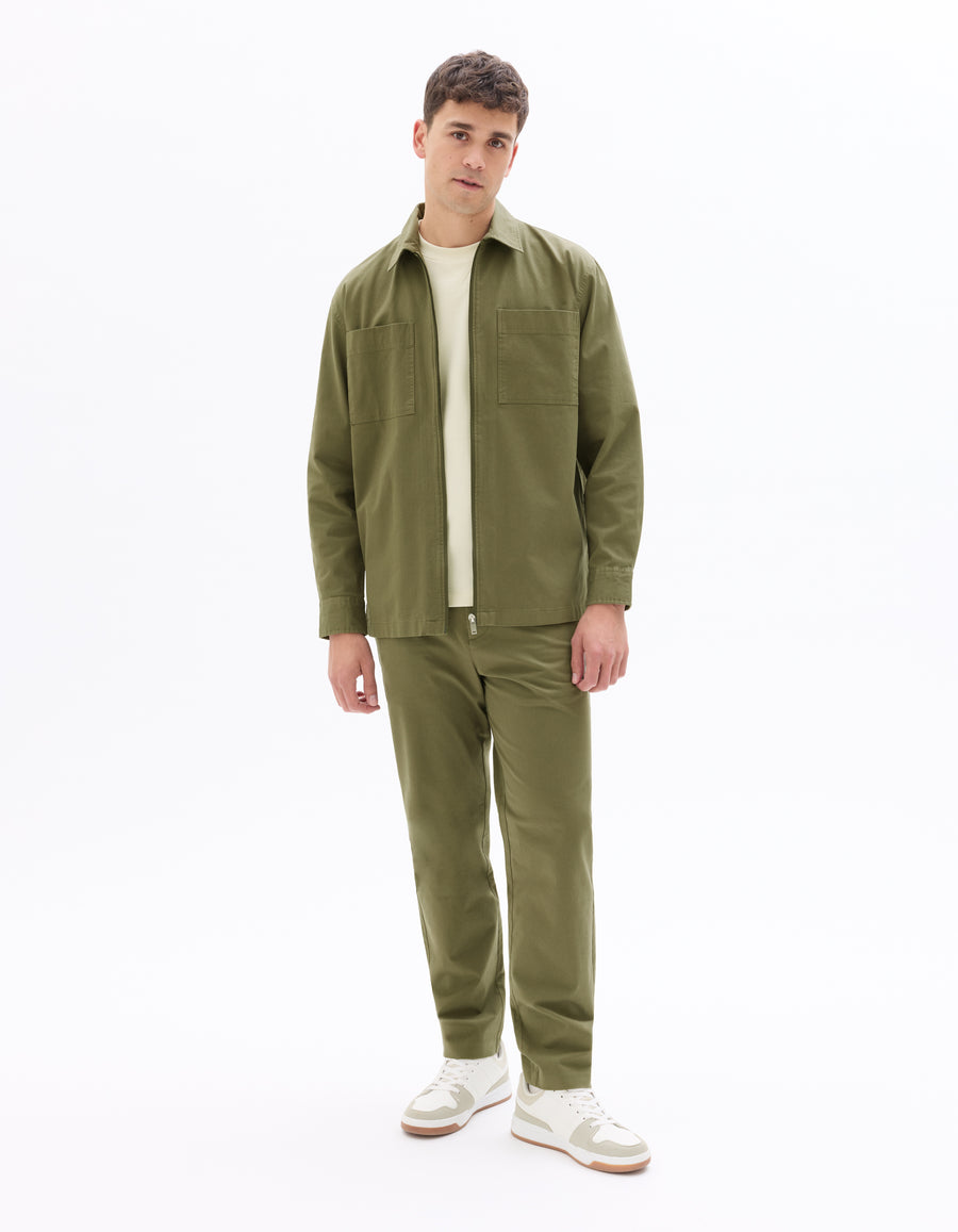 Slim Fit Stretch Cotton Trousers - Khaki