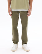 Celio Men Olive Solid Regular Fit Cotton Trousers