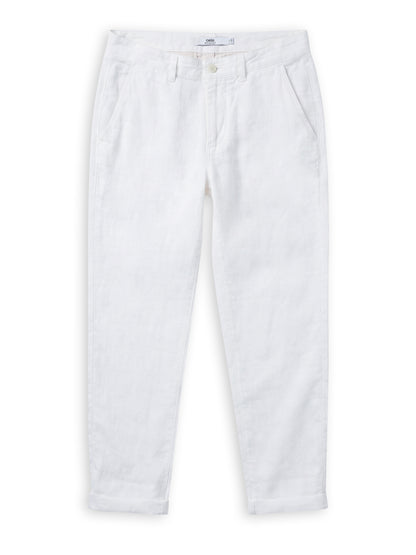 Celio Solid Straight Fit Linen White Trousers