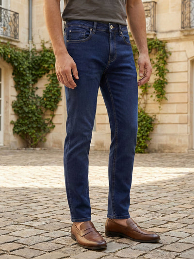 Celio Men Blue Solid Slim Fit Modal-Blend Jeans