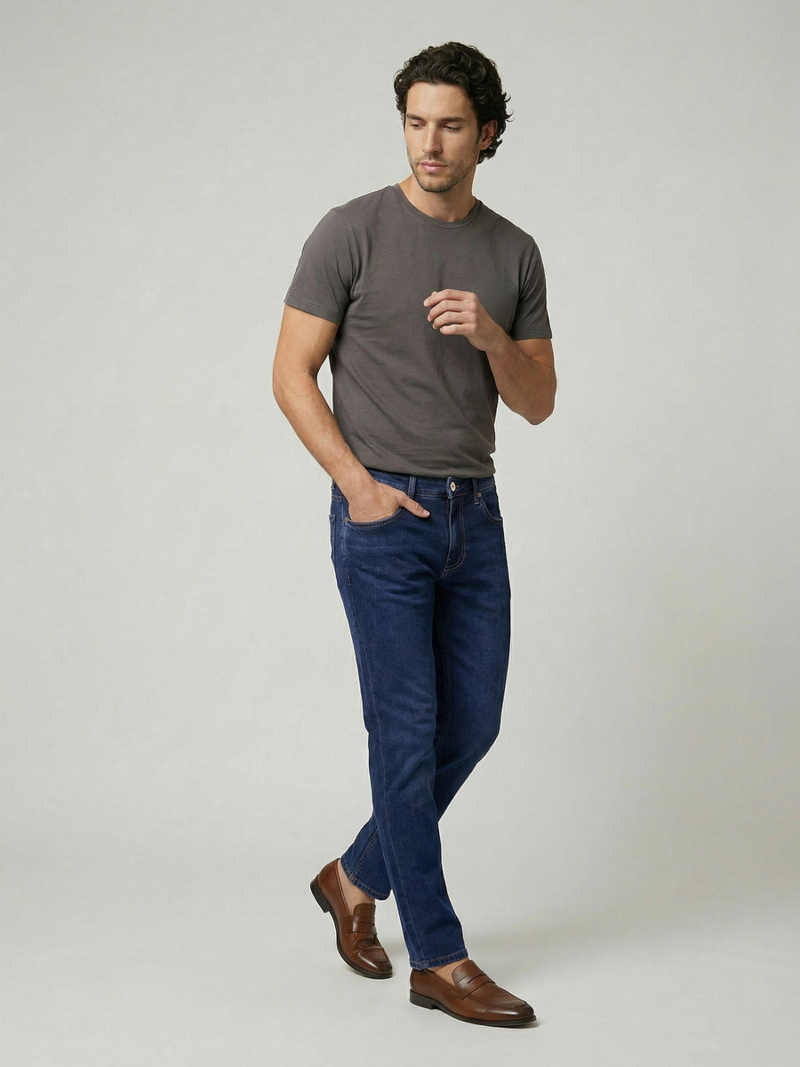 Celio Men Blue Solid Slim Fit Modal-Blend Jeans
