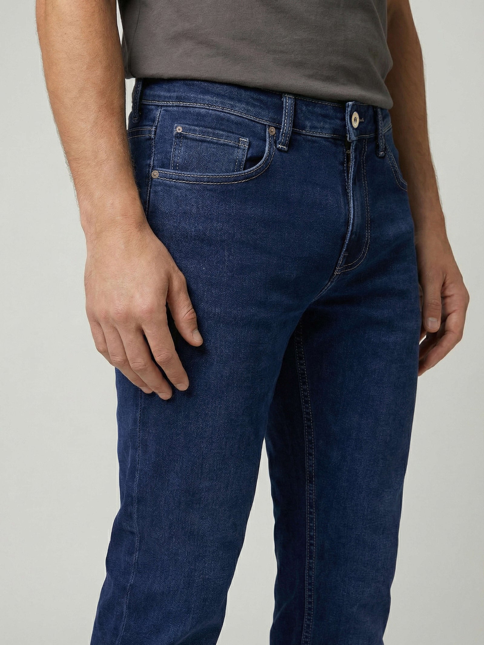 Celio Men Blue Solid Slim Fit Modal-Blend Jeans