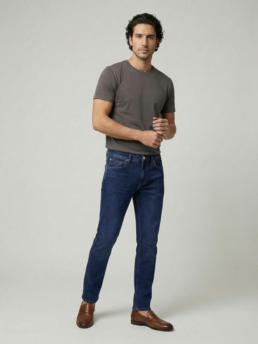 Celio Men Blue Solid Slim Fit Modal-Blend Jeans