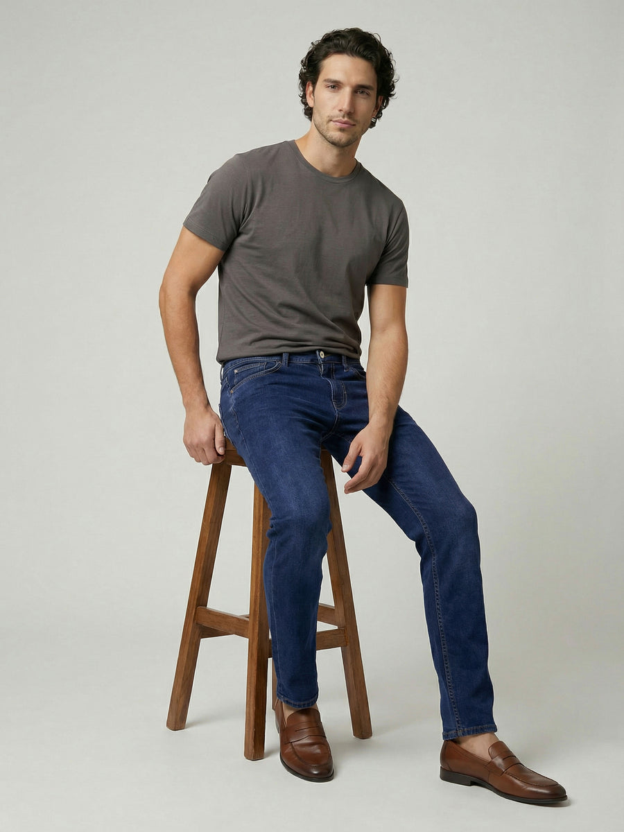 Celio Men Blue Solid Slim Fit Modal-Blend Jeans