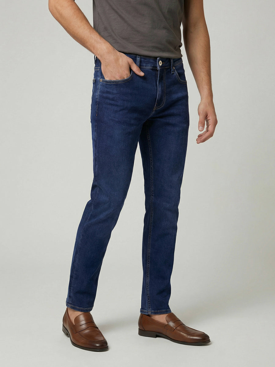 Celio Men Blue Solid Slim Fit Modal-Blend Jeans