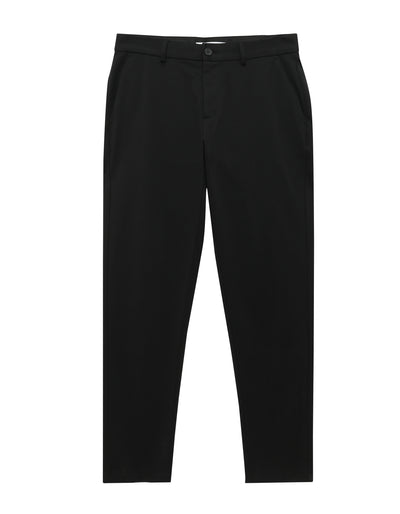 Slim Fit Cotton Blend Solid Casual Trousers - Black