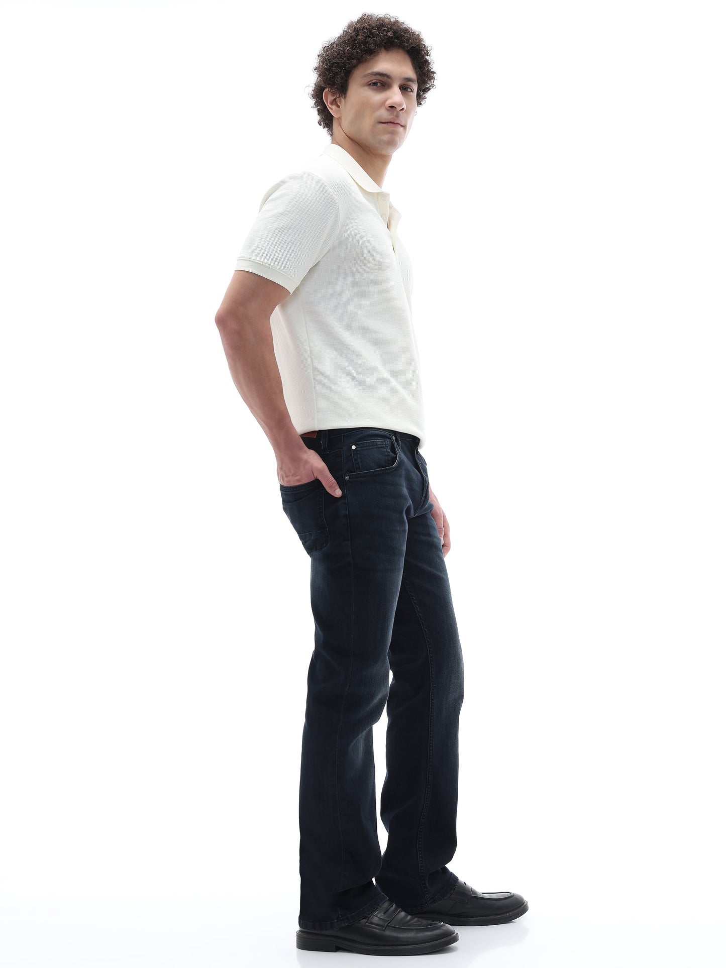 Celio Solid Bootcut Fit Cotton Poly Blend Blue Jeans